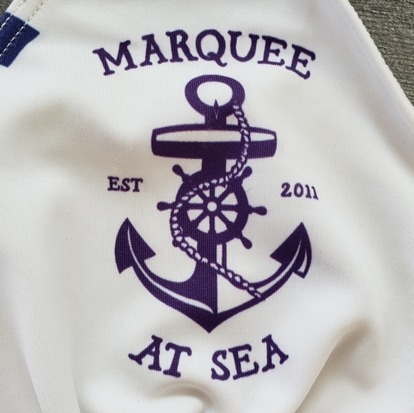 White Navy Sea Marquee Bikini Set - Picture 3 of 6